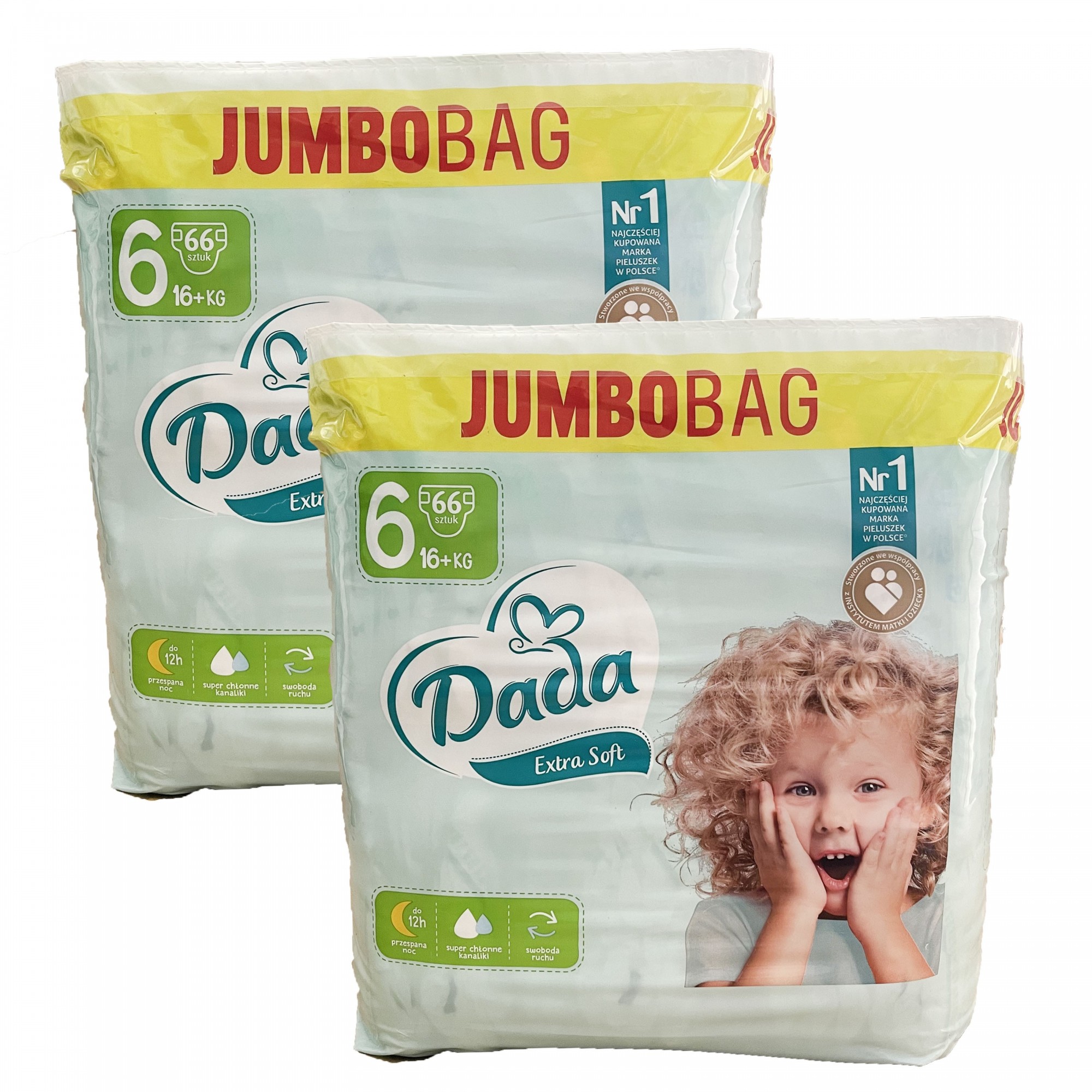 Підгузки JUMBOBAG Dada Extra Soft Розмір 6 EXTRA LARGE , 16+ кг , 132 ...