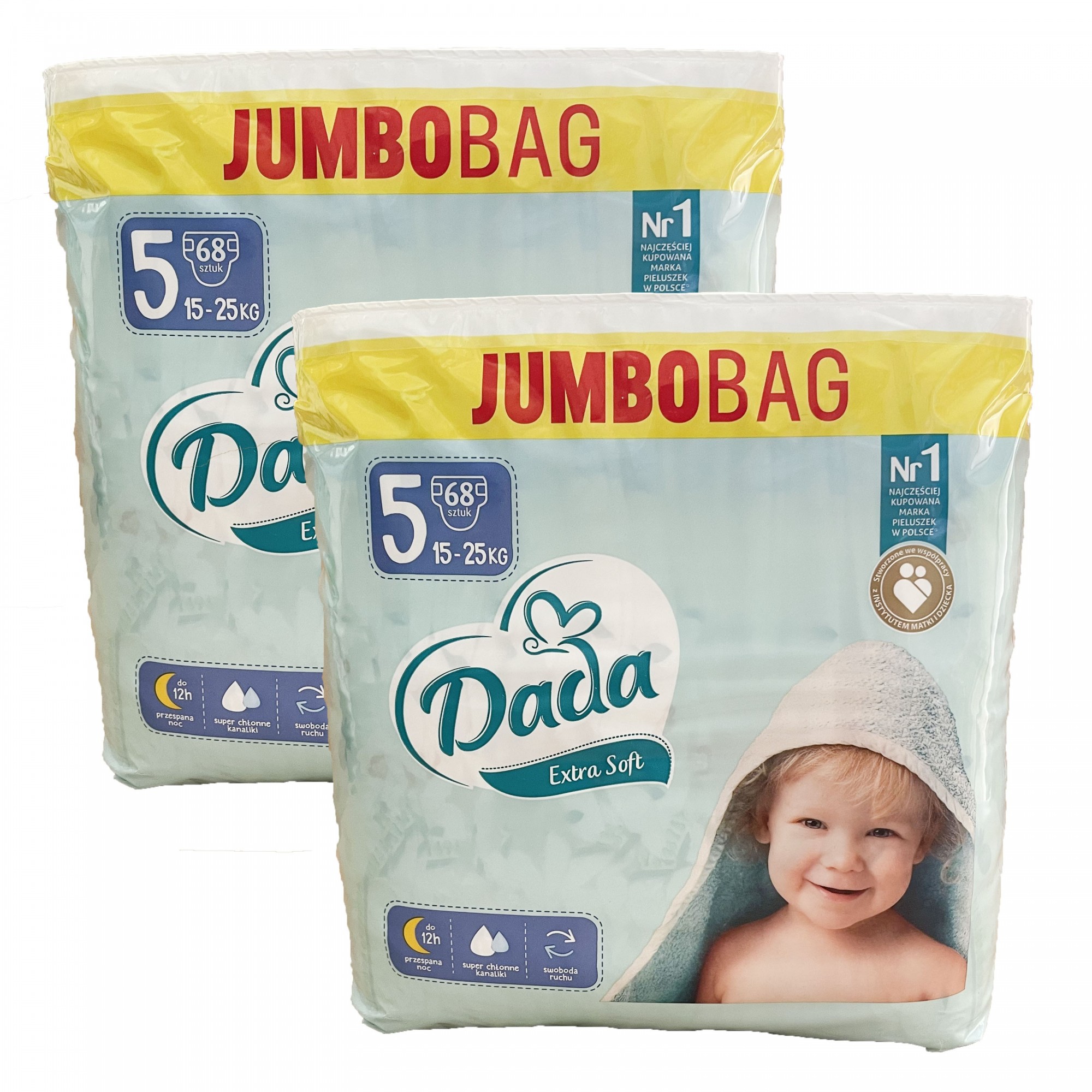 Підгузки JUMBOBAG Dada Extra Soft Розмір 5 JUNIOR , 15-25 кг , 136 шт ...