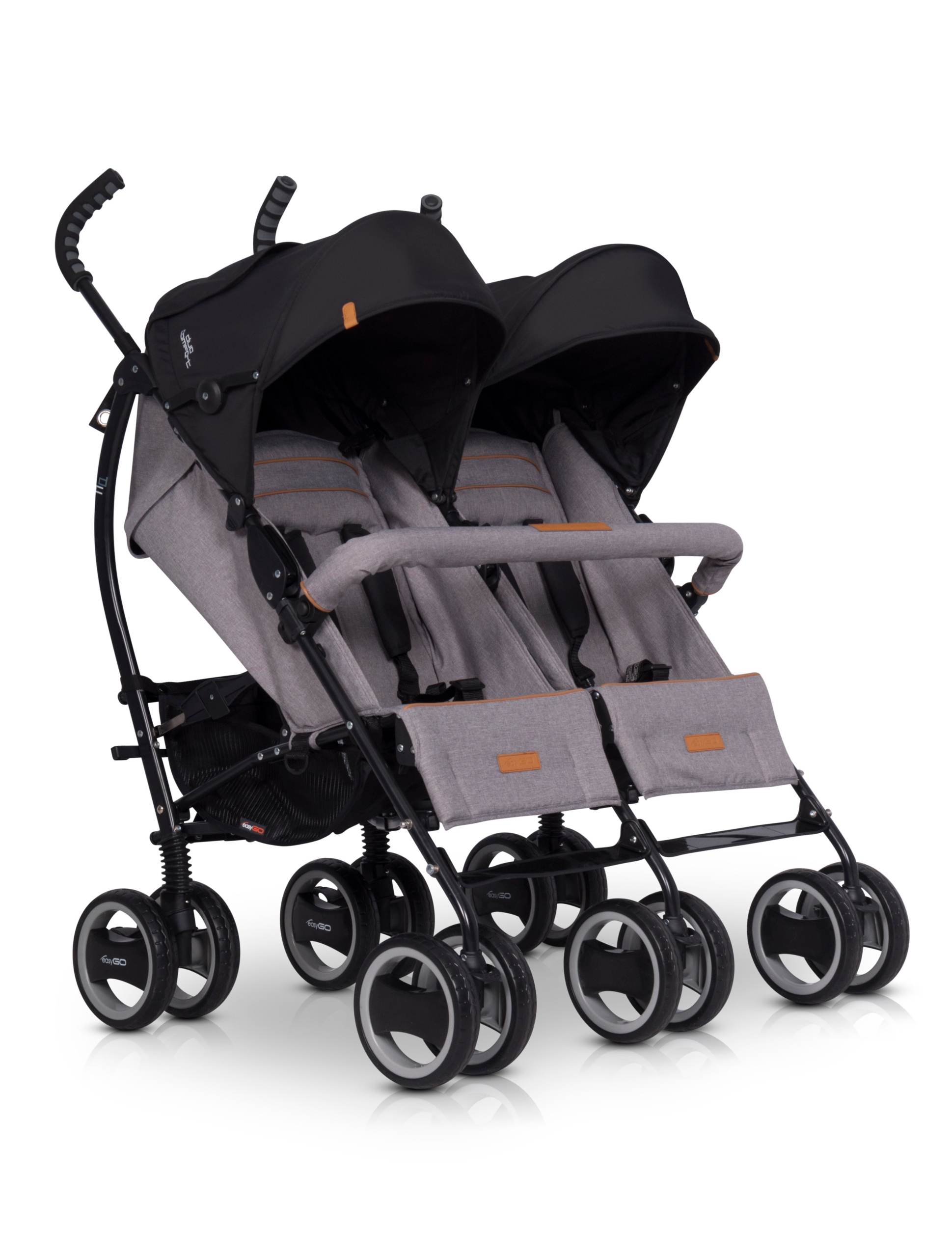 

Коляска прогулочная для двойни EasyGo Duo Comfort Grey fox + 2 чехла на ножки и дождевик