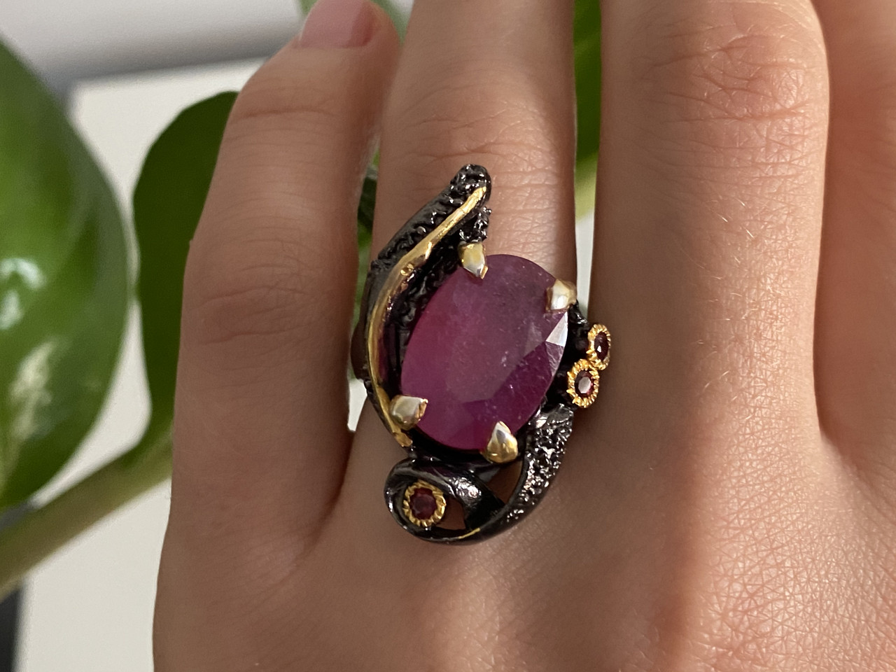

Кольцо из черненого серебра с Рубином Королева 7656 Sky Jewelry 17