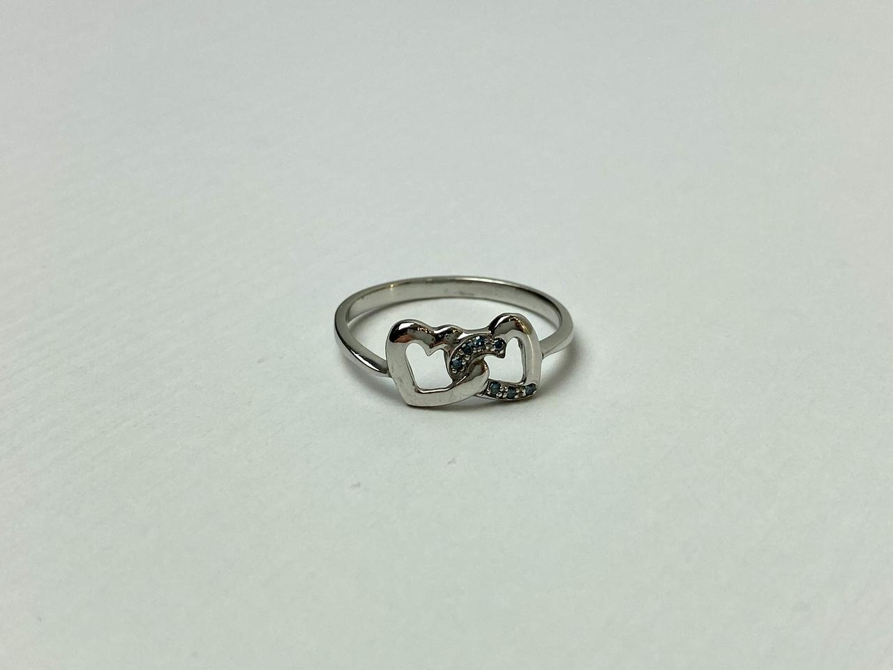 

Кольцо из серебра с Камнями Аквамарин Сердца 1314 Sky Jewelry 17,5