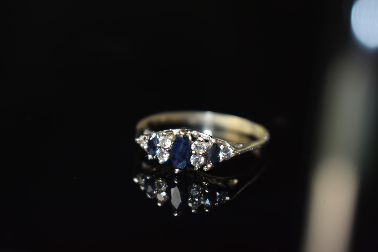 

Серебряное кольцо с Сапфиром и Фианитами 0989 Sky Jewelry 18,5 (1213)