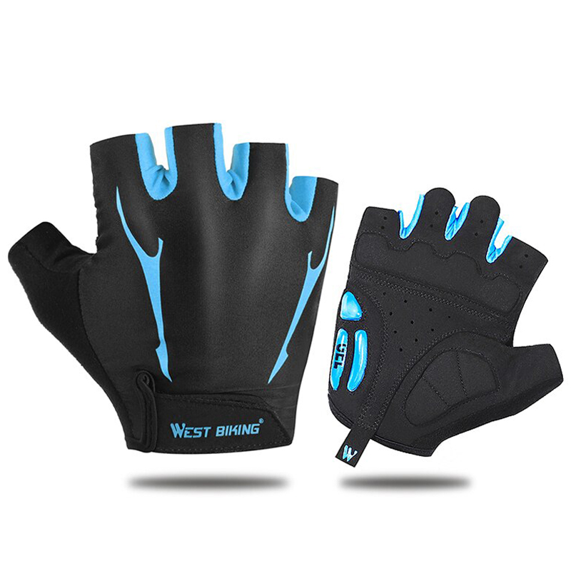 

Перчатки велосипедные West Biking 0211190 L Black-Blue спортивные гелевые беспалые велоперчатки
