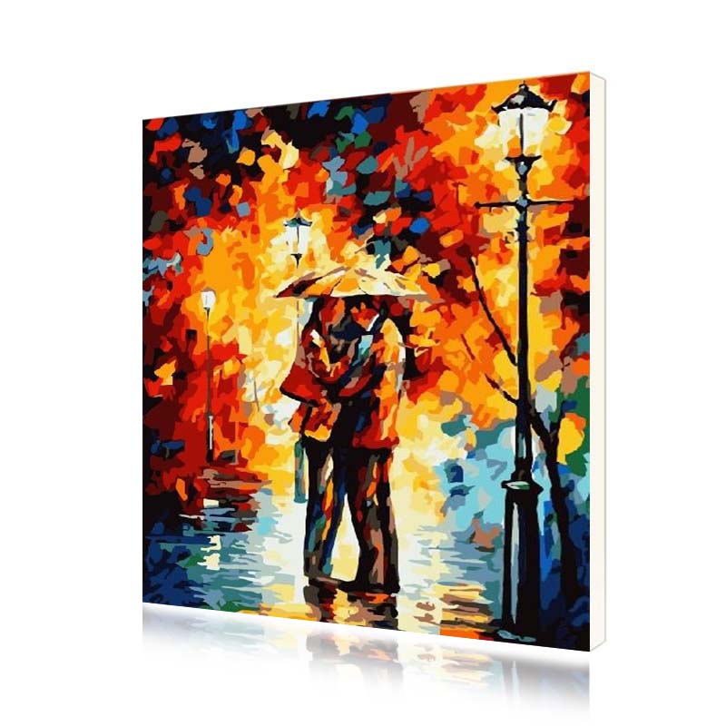 

Картина по номерам Lesko E-121 "Поцелуй под дождем" 40-50см