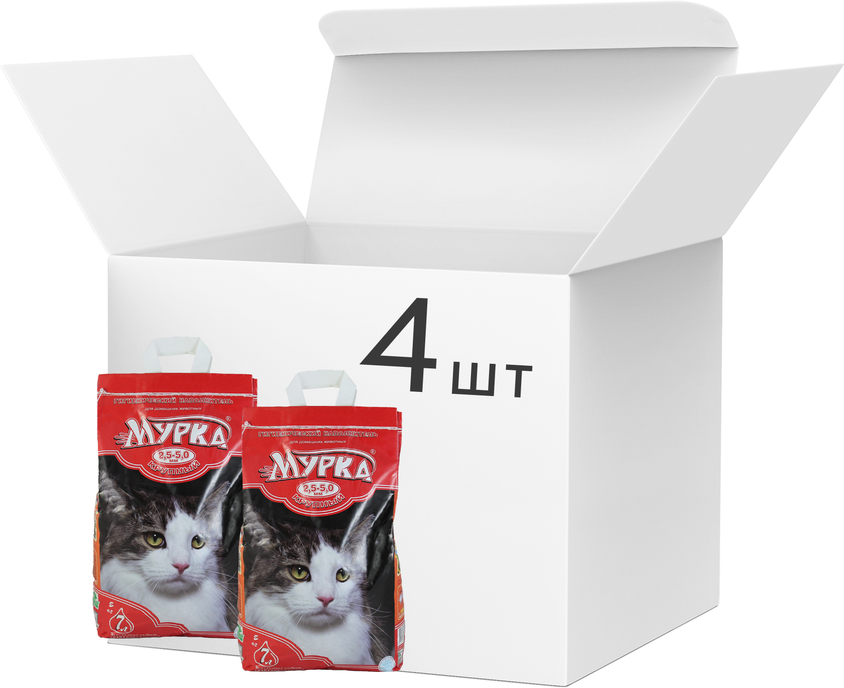 Акція на Упаковка наполнителя для кошачьего туалета Мурка крупный Бентонитовый комкующий 5 кг х 4 шт (4820087660029) від Rozetka UA