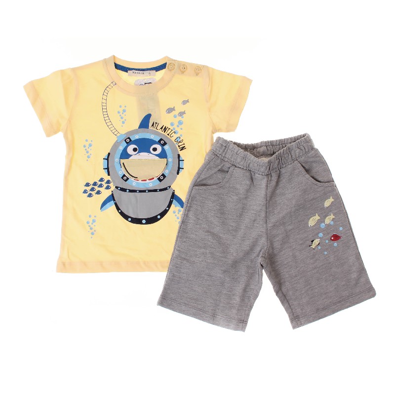 

Футболка + Шорты для мальчика BREEZE 13740 110 см желтый/м-серый (167549)