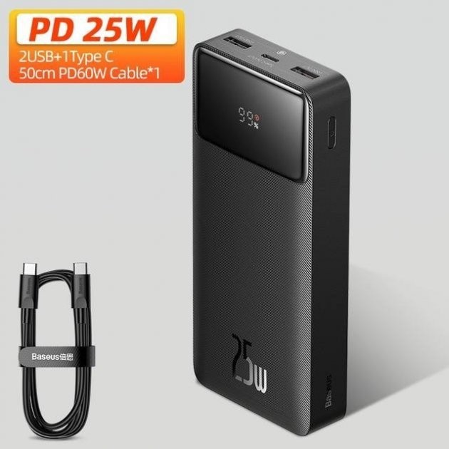 Повербанк Baseus 25W 20000mAh Quick Charge для iPhone/Samsung/Xiaomi ...