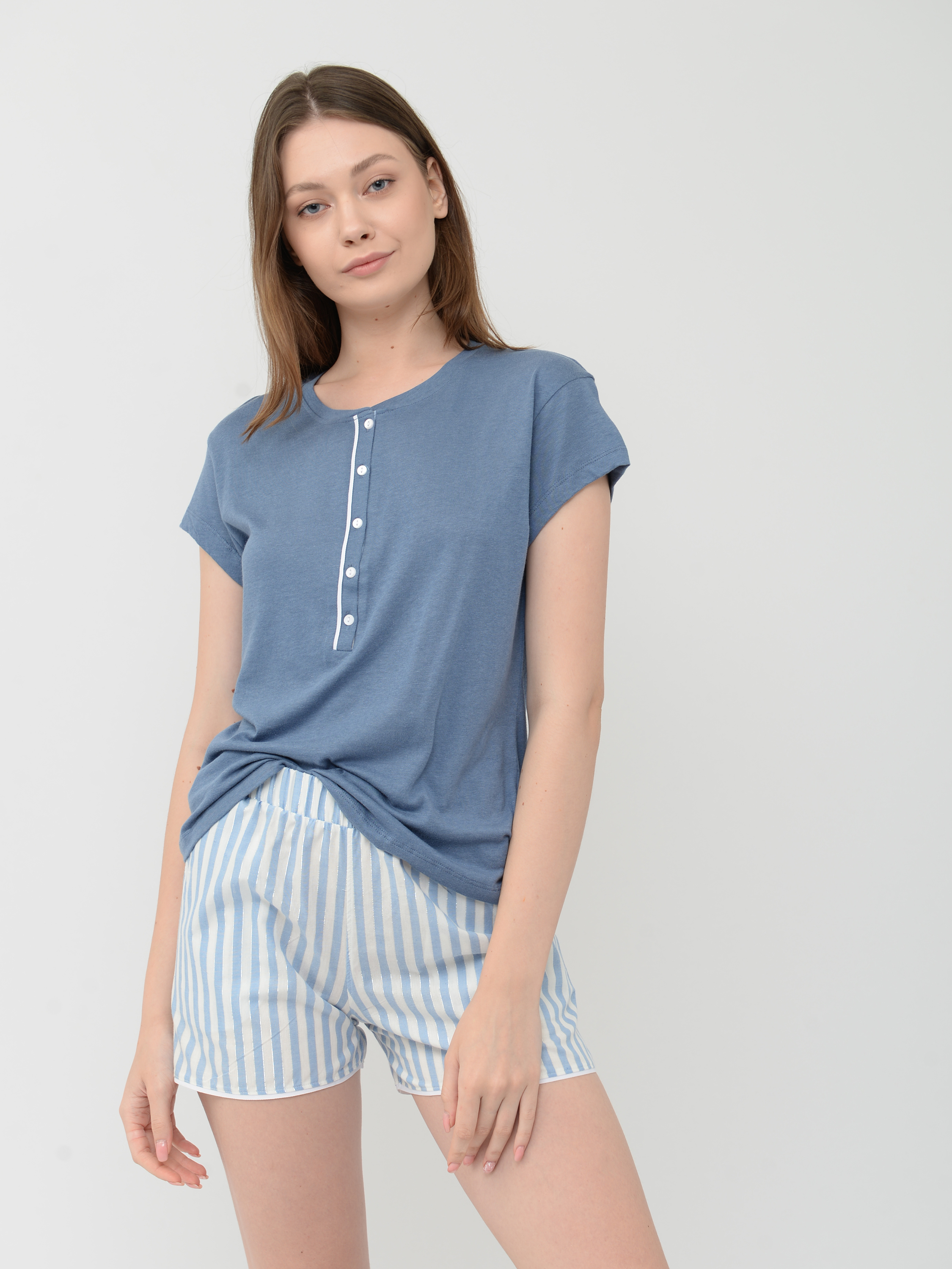 

Пижама (футболка + шорты) Jadea 3085  Голубая, Пижама (футболка + шорты) Jadea 3085 S Голубая