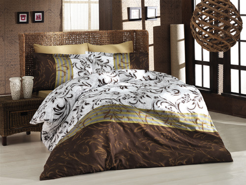 

Постельное белье Altinbasak сатин люкс Rebeca kahve Евро