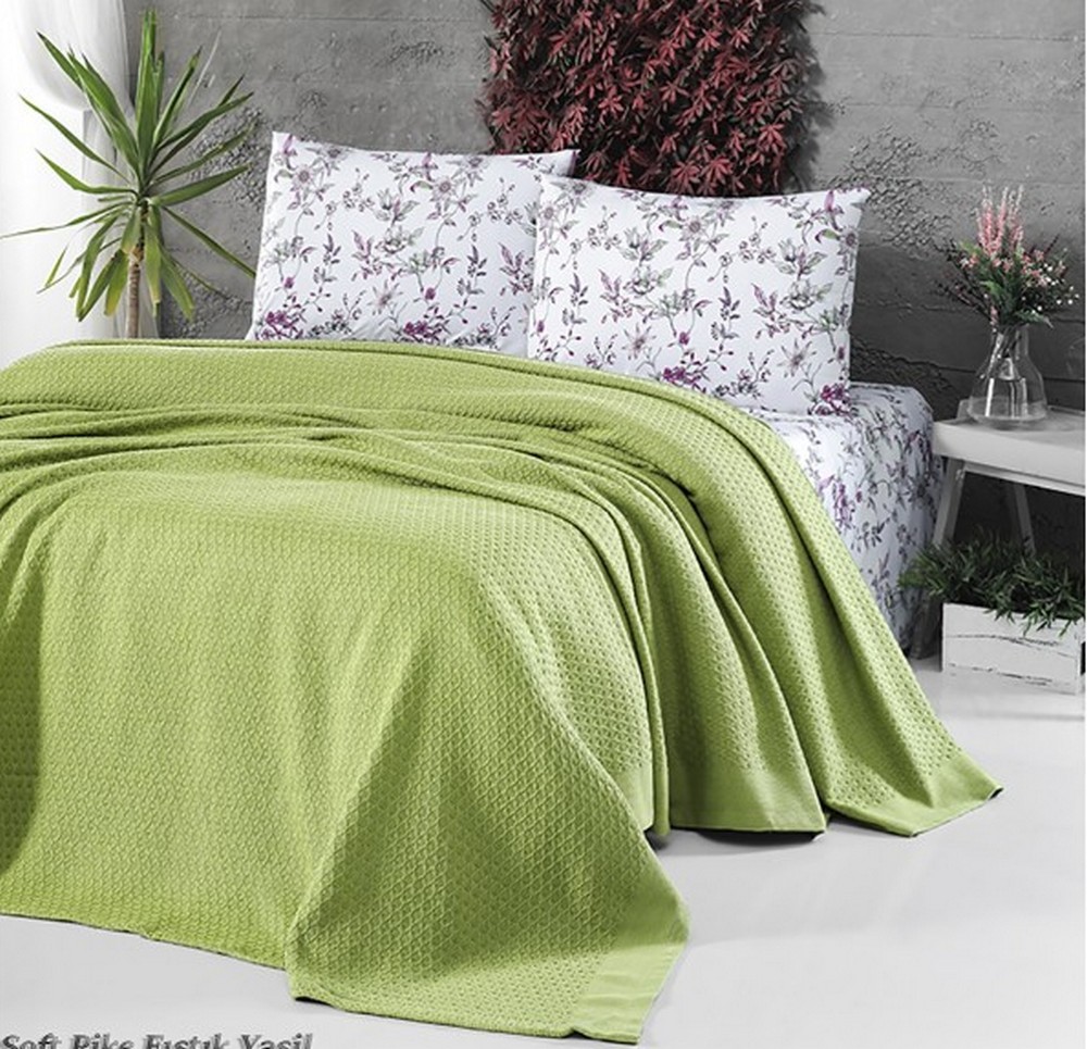 

Постельное белье с покрывалом First Choice Deluxe pike fistik yesil евро