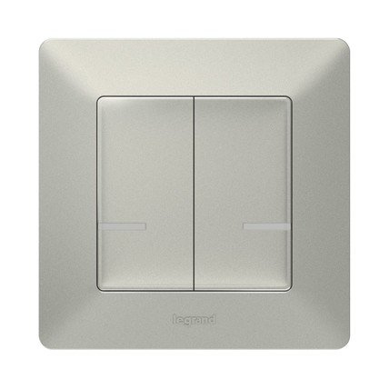 

Valena Life with NETATMO. Умный беспроводной выключатель 2-клавишний.Алюминий