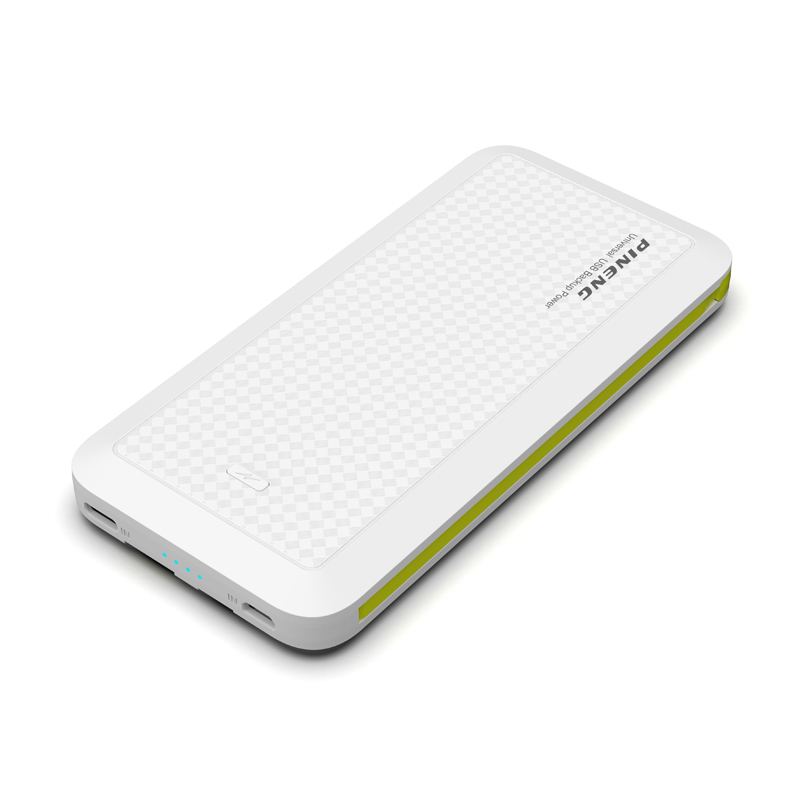 

Внешний аккумулятор Power Bank Pineng PN-957 со встроенным Micro USB / Lightning / Type-C / USB кабелем, 10000 mAh White(Green cable)