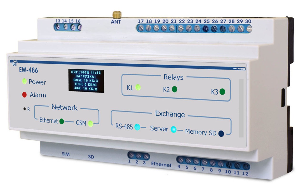 

Контролер sms - сповіщення про аварії на modbus-обладнанні Новатек Електро ЕМ-486