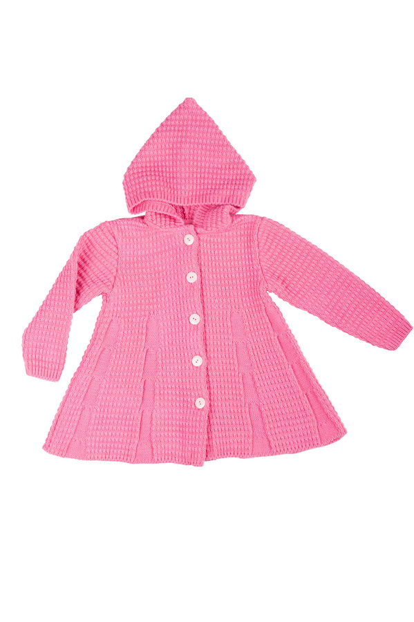 

Теплый жакет для девочки на пуговках с капюшоном Mari-Knit 0792 р56 98см малиновый 40335