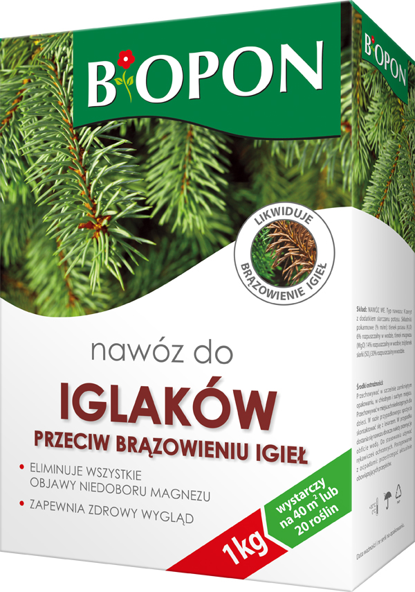 Удобрение гранулированное BIOPON для хвойных растений против пожелтения ...