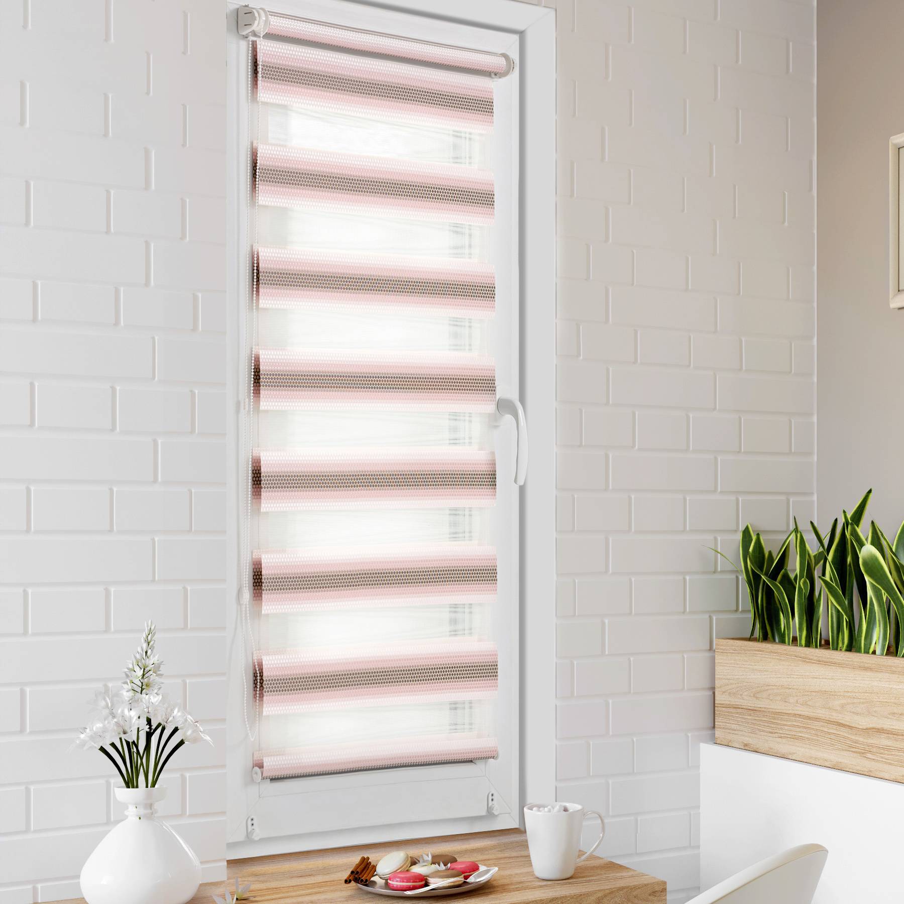 

Ролет тканевый Roll deLuxe День Ночь Мозаика баклажан 125x160 см