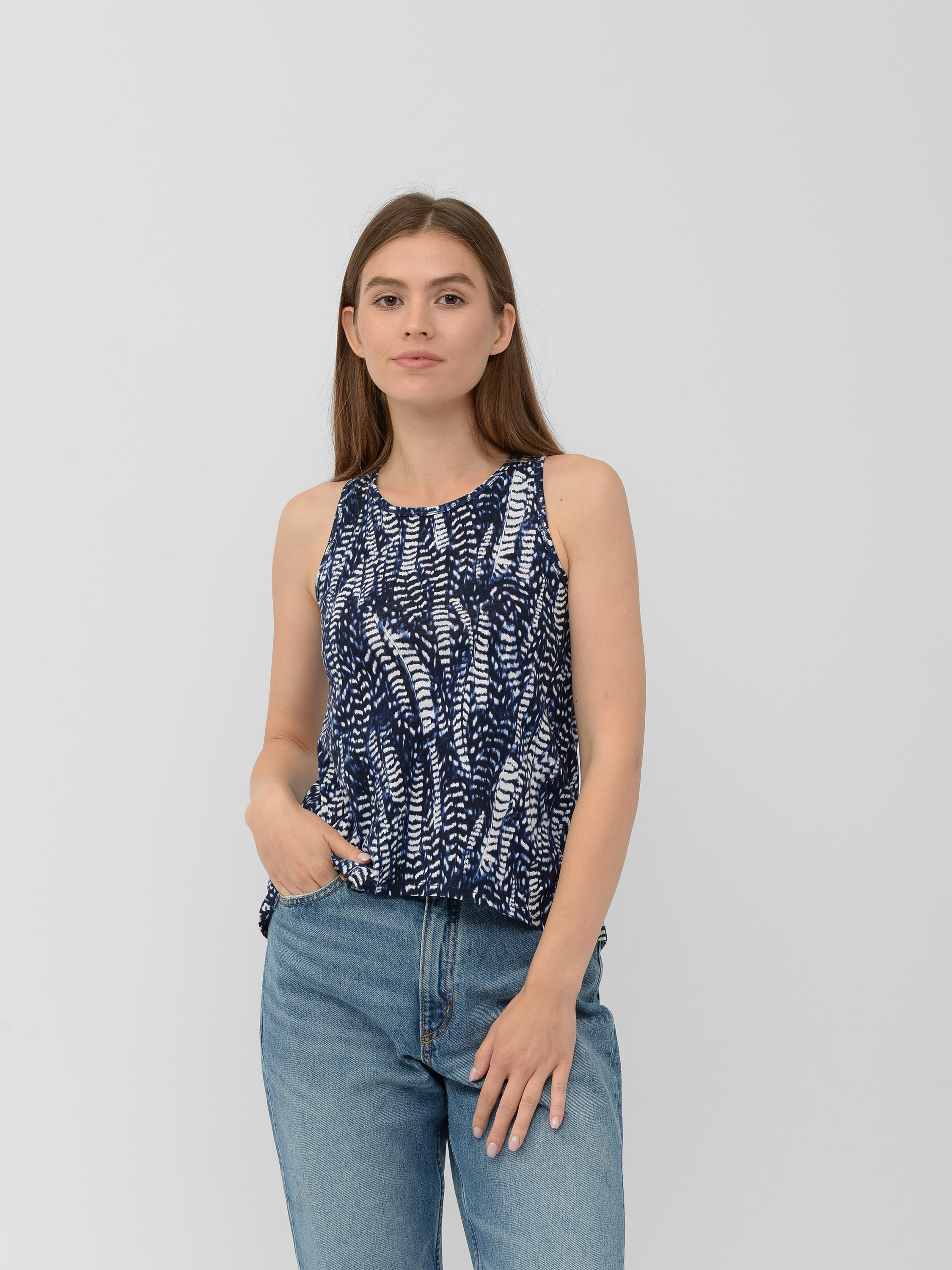 

Майка H&M 1144521 S Синяя с белым