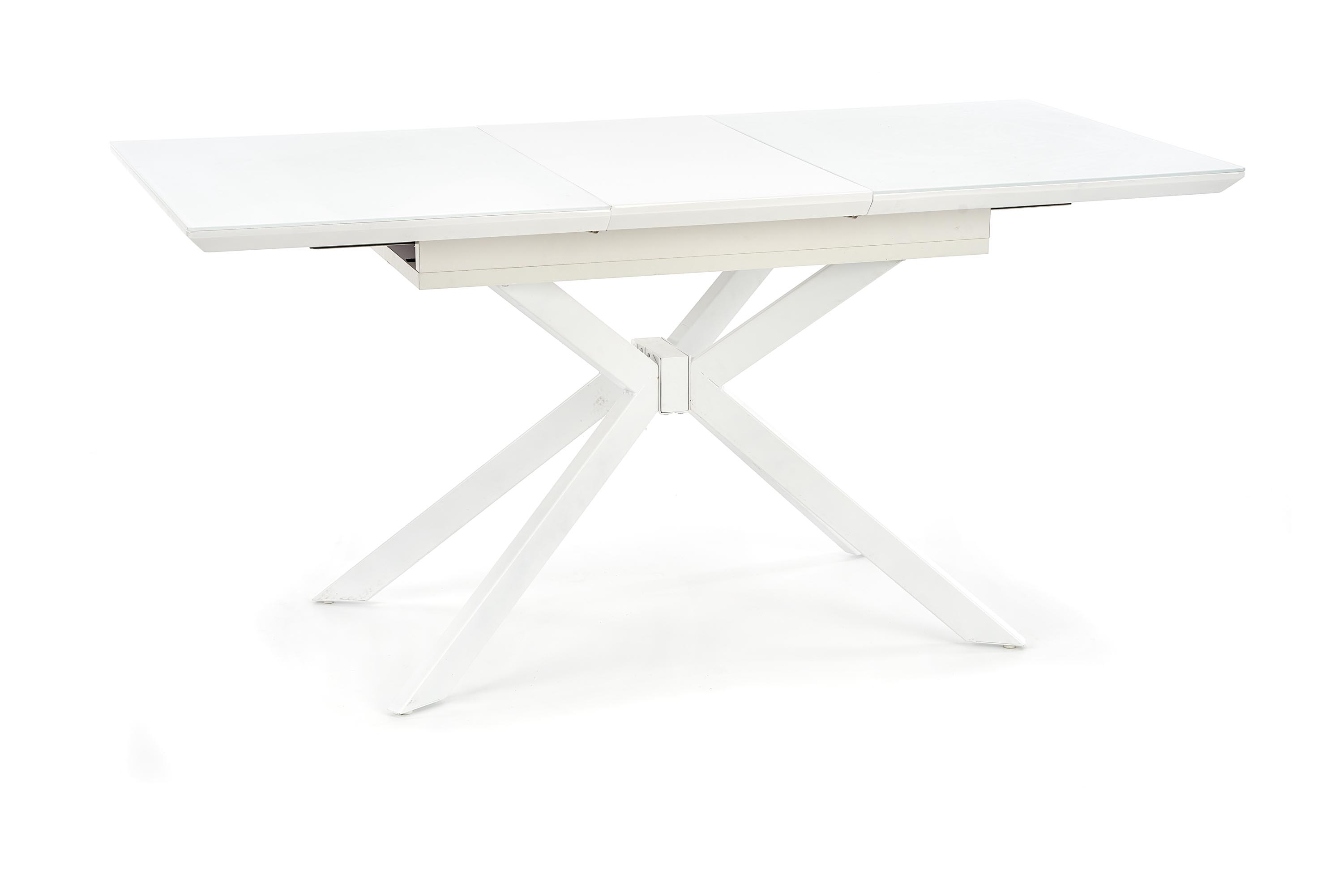 

Стол обеденный раскладной в гостиную, кухню Harper 120(160)x80 стекло/МДФ, сталь белый Halmar Польша