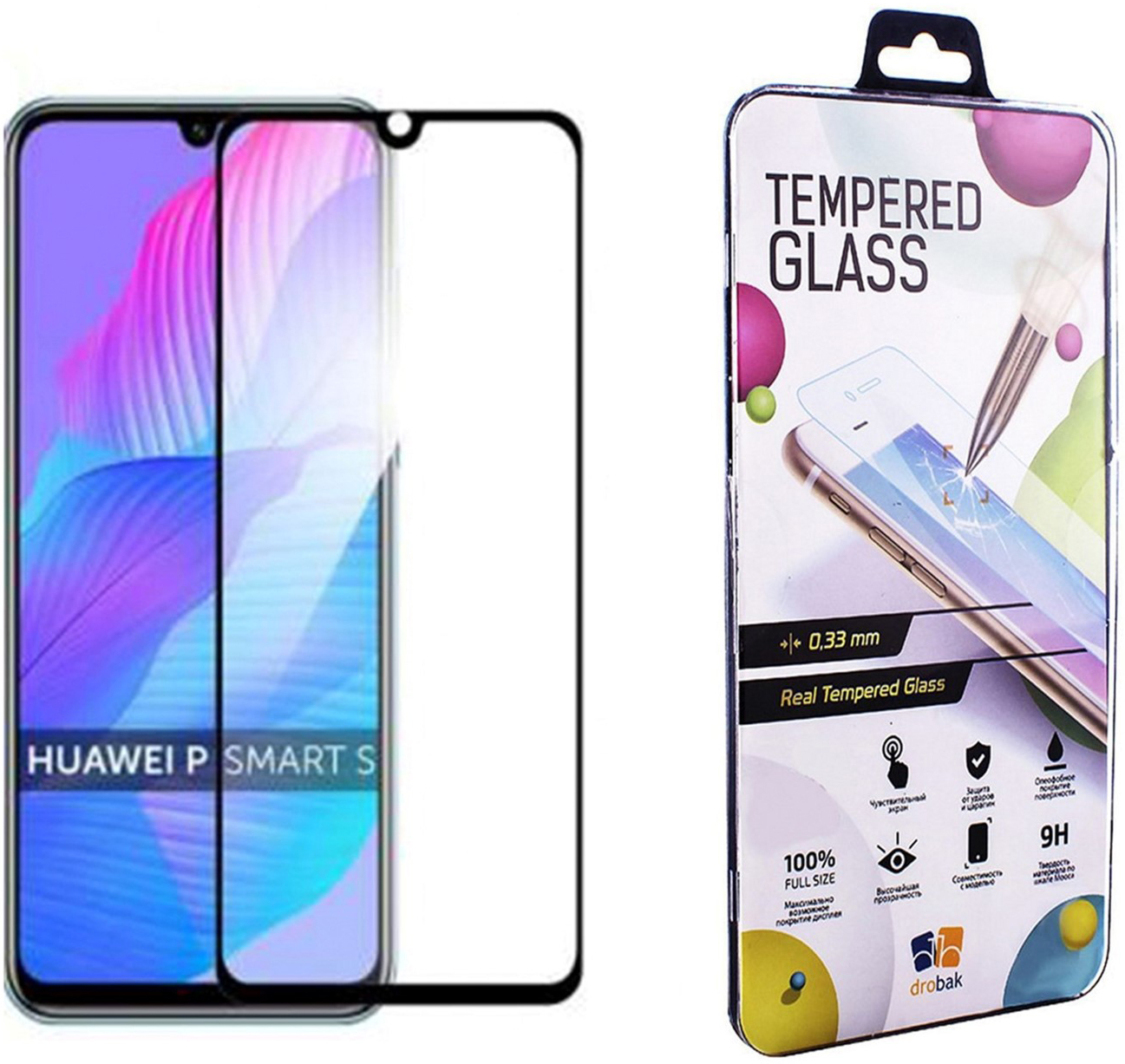 

Защитное стекло Drobak Full Cover Full Glue для Huawei P Smart S Black