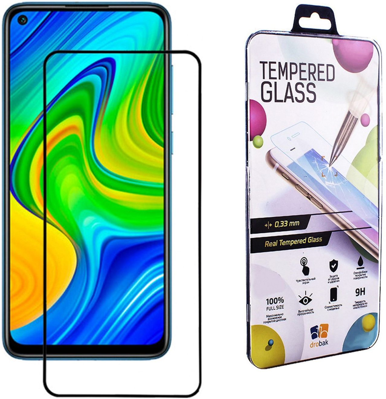 

Защитное стекло Drobak Full Cover Full Glue для Xiaomi Redmi 10X Black