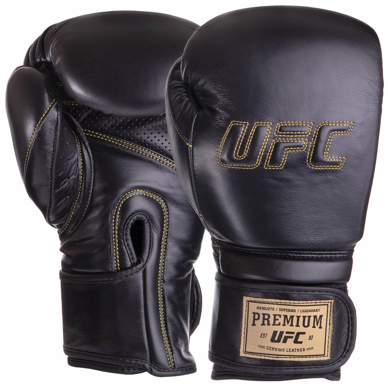 Перчатки боксерские кожаные UFC PRO Prem Hook & Loop UHK-75050 16 унций ...