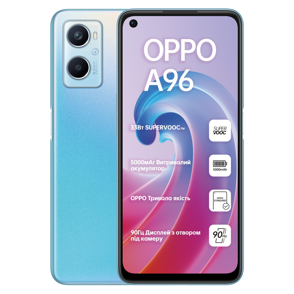 Мобильный телефон Oppo A96 6/128GB Sunset Blue (OFCPH2333_BLUE) – фото,  отзывы, характеристики в интернет-магазине ROZETKA от продавца: Barberry |  Купить в Украине: Киеве, Харькове, Днепре, Одессе, Запорожье, Львове