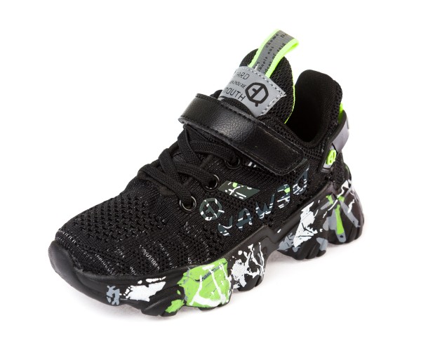 

Кроссовки Fashion L8635 черно/салат.(26-31) 29р 18.3 см