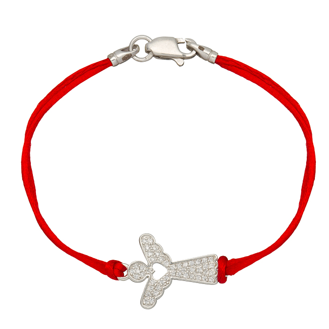 

Шнурок на руку с серебряной вставкой "АНГЕЛ" Jewel-case Красный 4018-kr 19.0