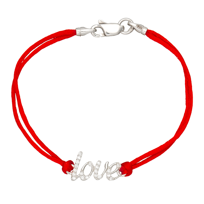 

Шнурок на руку с серебряной вставкой "LOVE" Jewel-case Красный 4028-kr 16.0