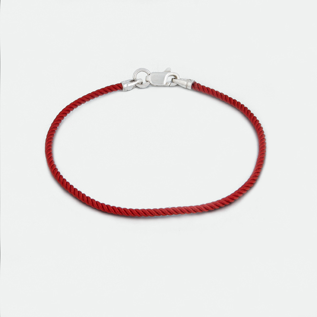 

Шнурок на руку с серебряным замком Jewel-case Красный крученый шелк 4022-kr 20.0