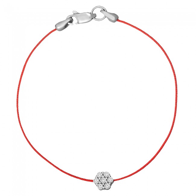 

Браслет Jewel-case Красная шамбола с серебряной вставкой "Цветок" 4071-kr 16.0