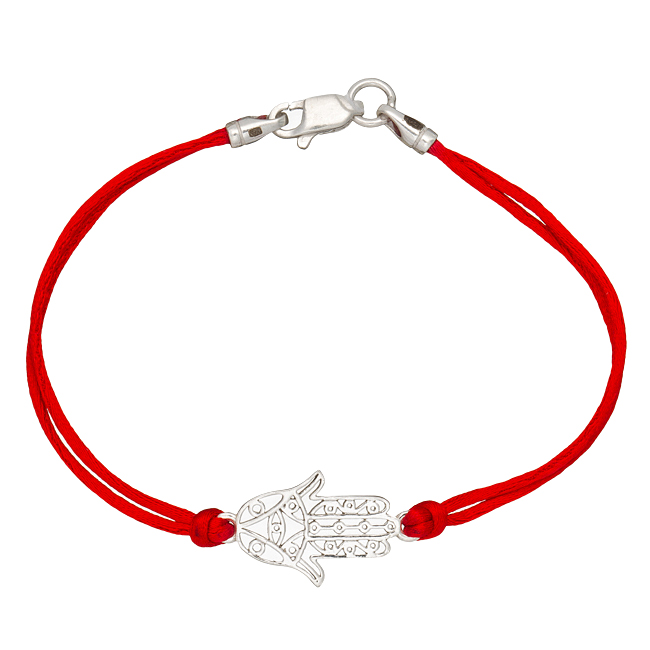 

Браслет Jewel-case Красный шелковый с серебряной вставкой Хамса 4007-kr 19.0