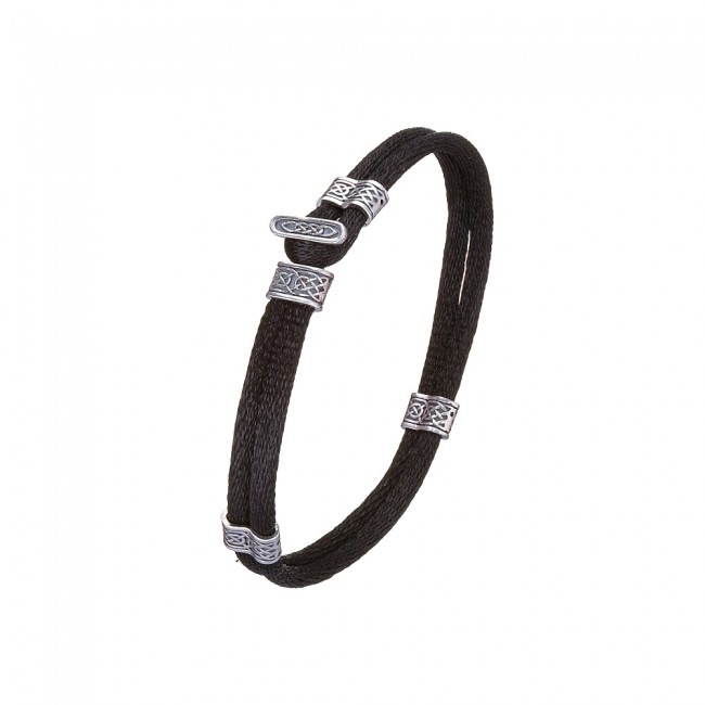 

Шнурок на руку с серебряными вставками Jewel-case Черный 4140-4 19.0