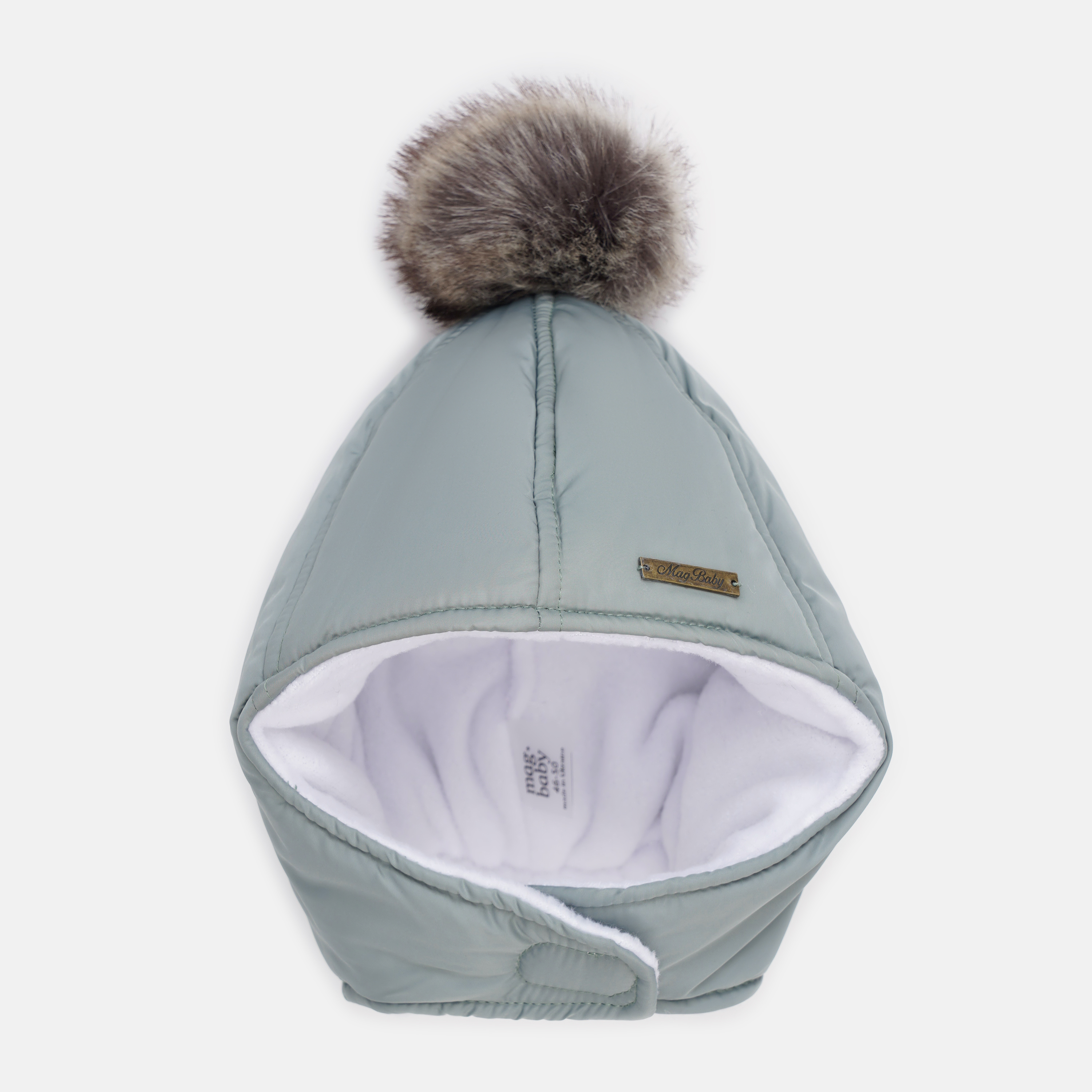 Акція на Дитяча зимова шапка з помпоном на флісі для хлопчика MagBaby Аляска 103219 42-46 см Морська хвиля від Rozetka