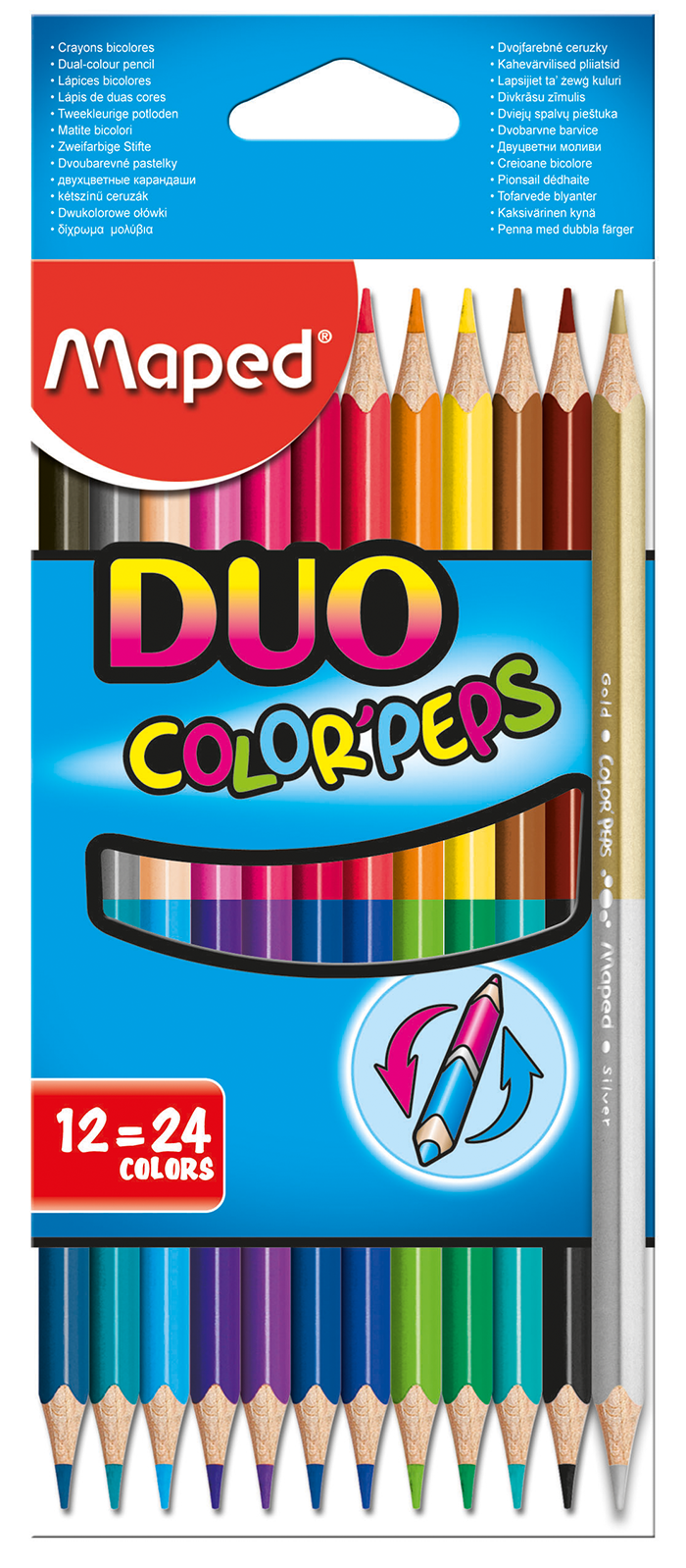 

Карандаши цветные Maped Color Peps Duo двухсторонние 12 шт 24 цвета (MP.829600)