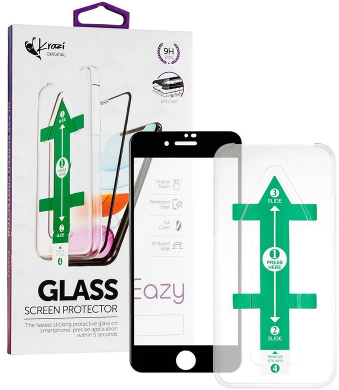 

Защитное стекло Krazi Eazy EZFT01 с установочной рамкой для Apple iPhone 7/8 Black