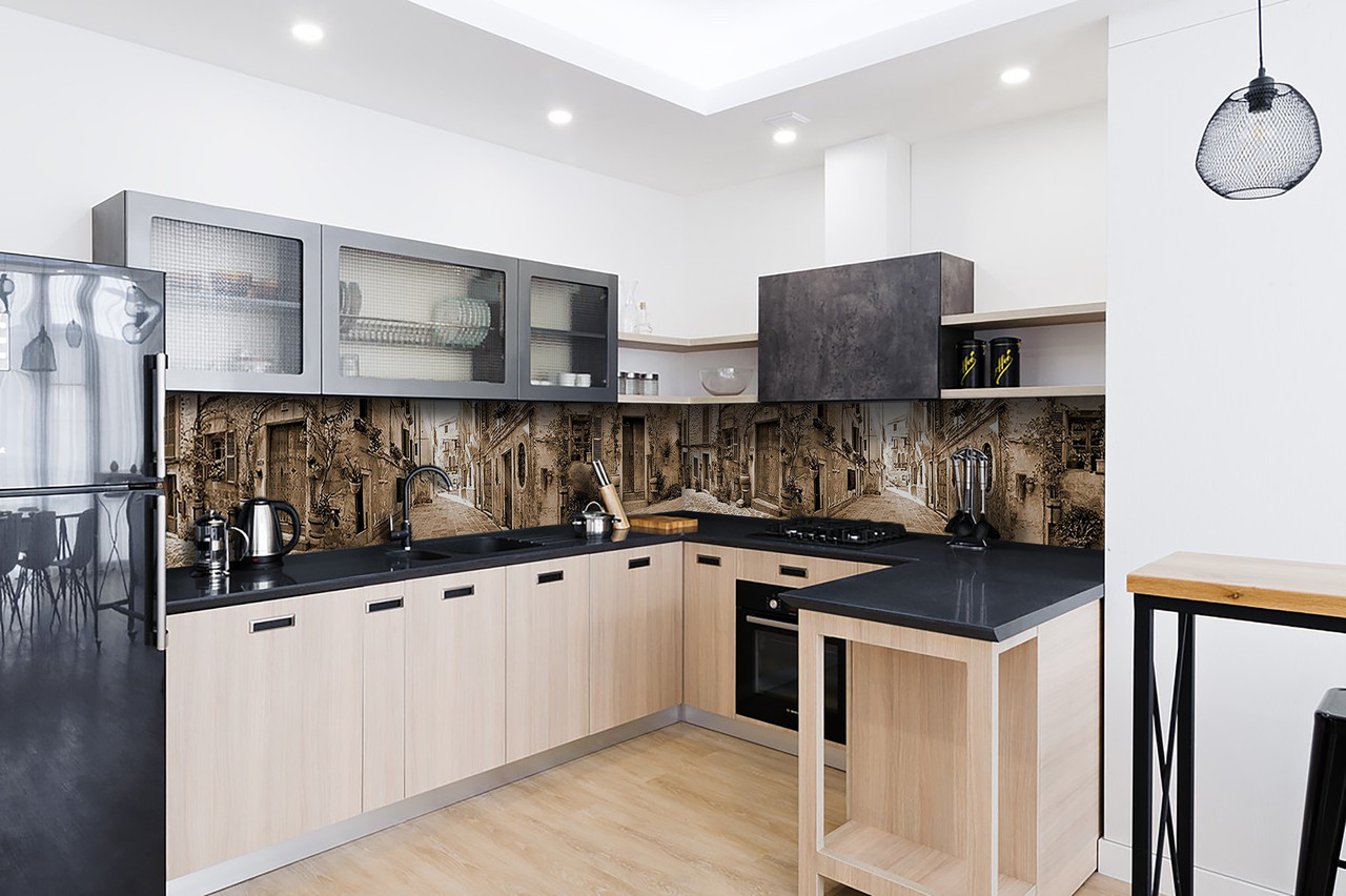 

Наклейки кухонный фартук Zatarga "Улочка" 600х3000 мм кофе с молоком