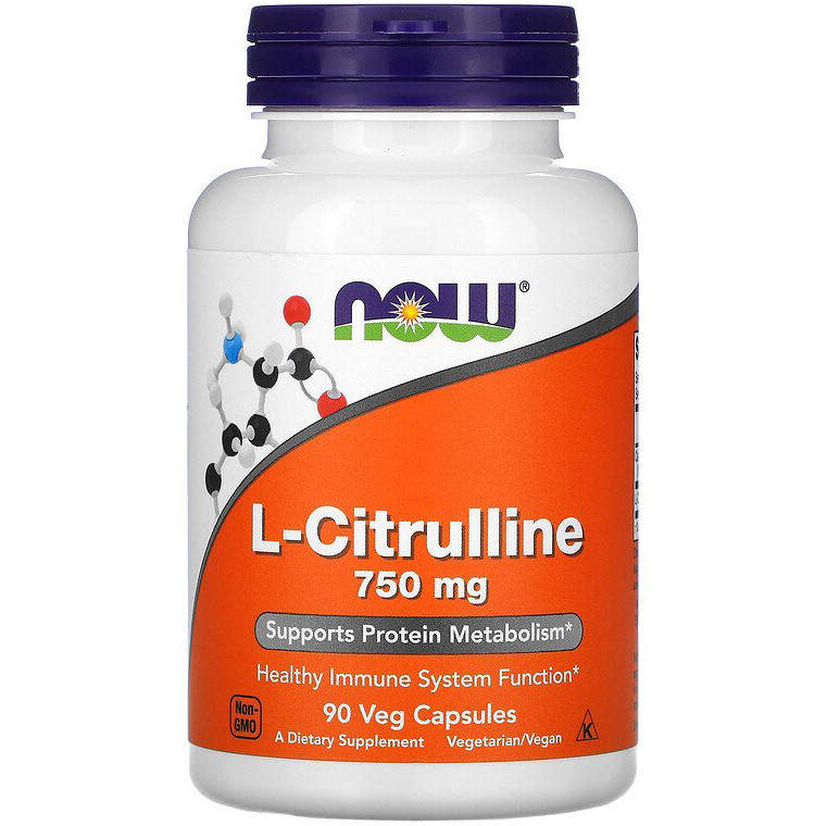 L-цитруллин NOW Foods "L-Citrulline" 750 мг (90 растительных капсул ...