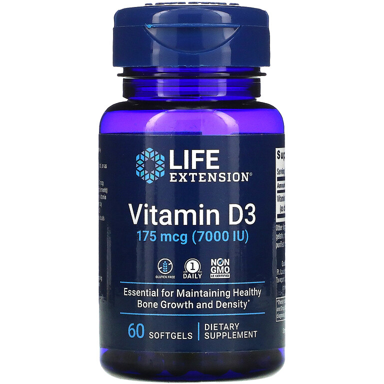Витамин D3, Life Extension "Vitamin D3" холекальциферол, 7000 МЕ (60 ...