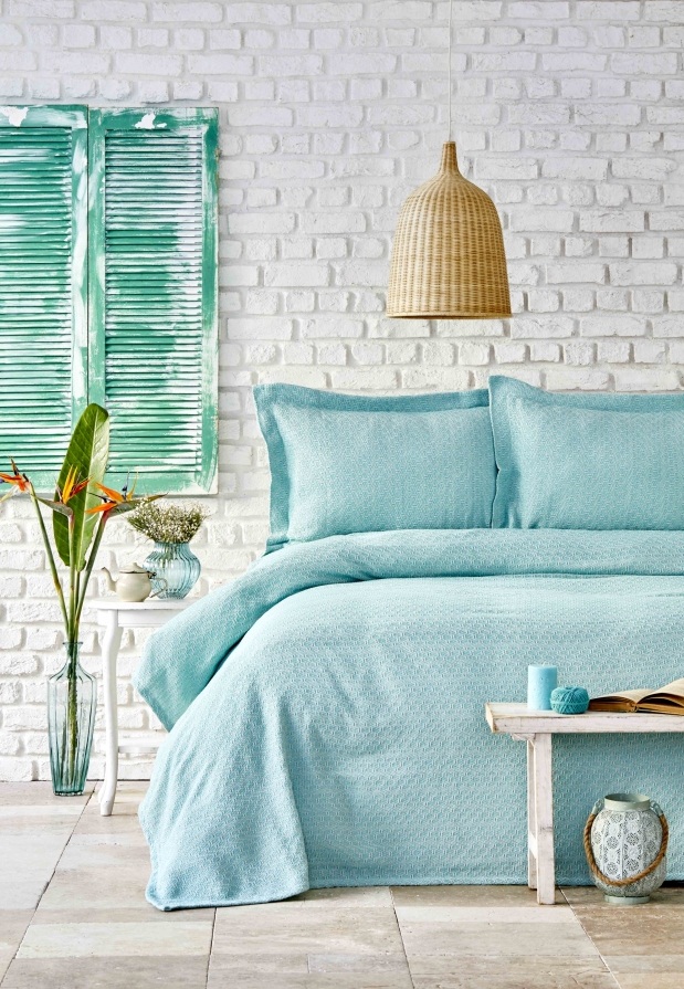 

Покрывало Karaca Home Stella Mint 230x240 + наволочки 50х70 (svt-2000022254434)