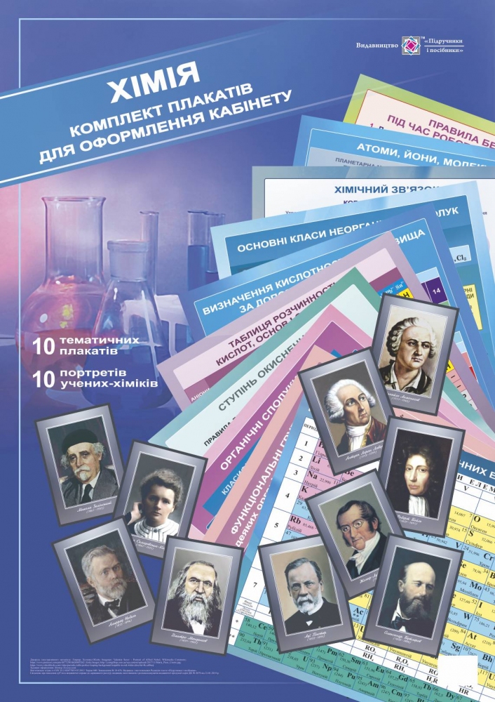 

Комплект плакатов Пiдручники i посiбники Химия для оформления кабинета