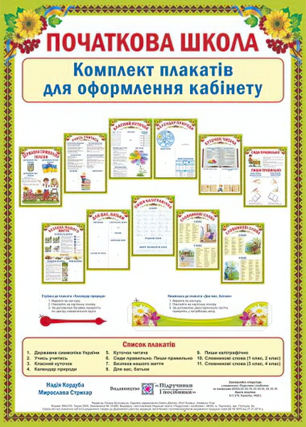 

Комплект плакатов Пiдручники i посiбники Начальная школа для оформления кабинета