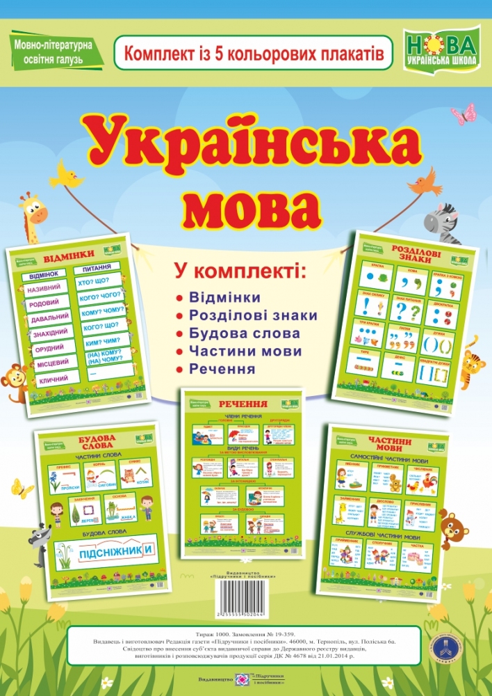 

НУШ Комплект плакатов Пiдручники i посiбники Украинский язык 1-4 классы