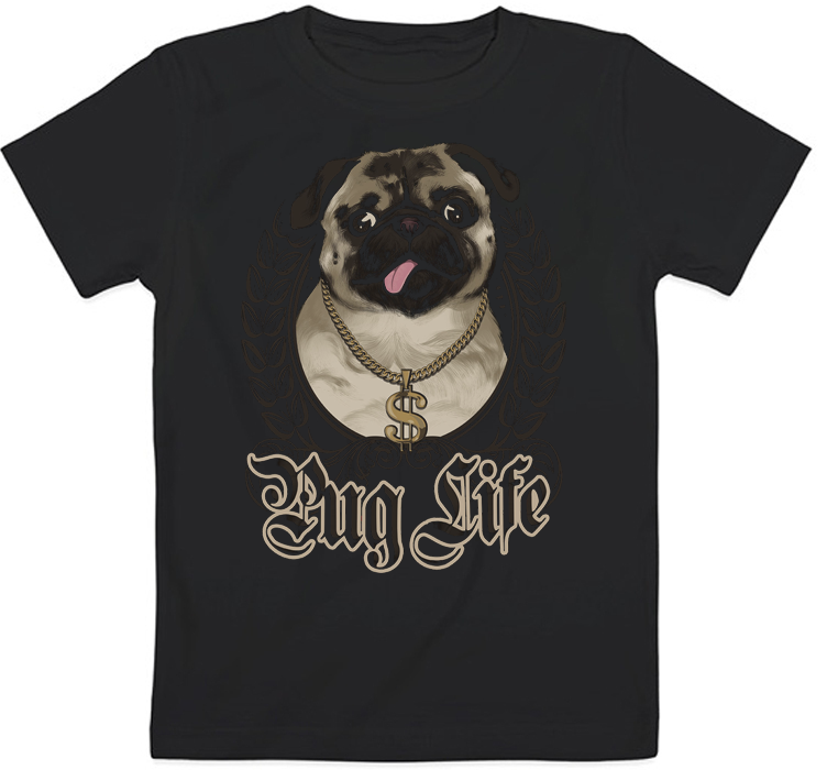 

Детская футболка Pug Life - Chain (чёрная) 5-6 116