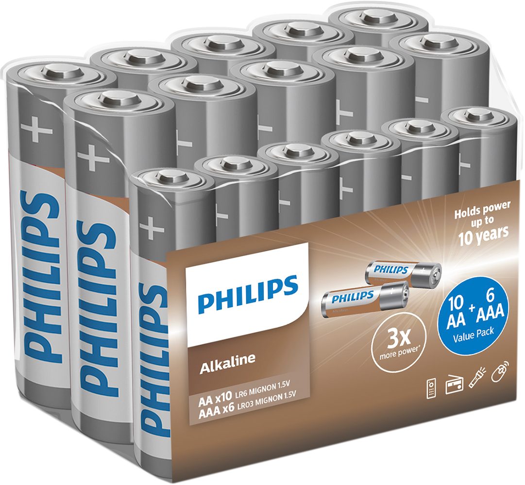  Philips Entry Alkaline лужні АА+ААА 10+6 шт (LR036A16F/10 .