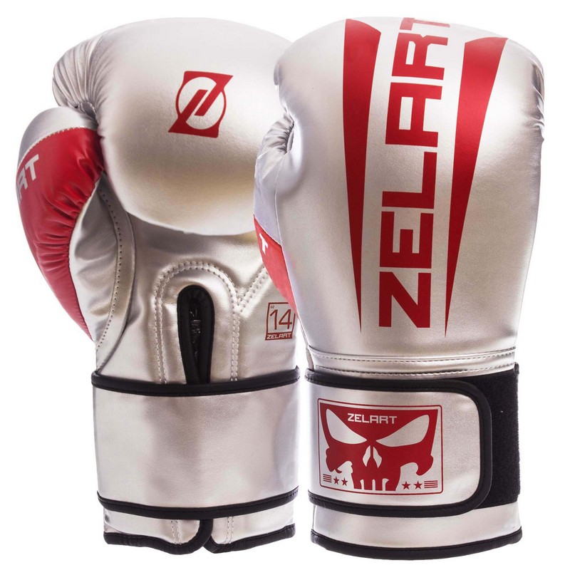 

Перчатки боксерские PU на липучке ZELART BO-1323 (р-р 12oz, серый) /2