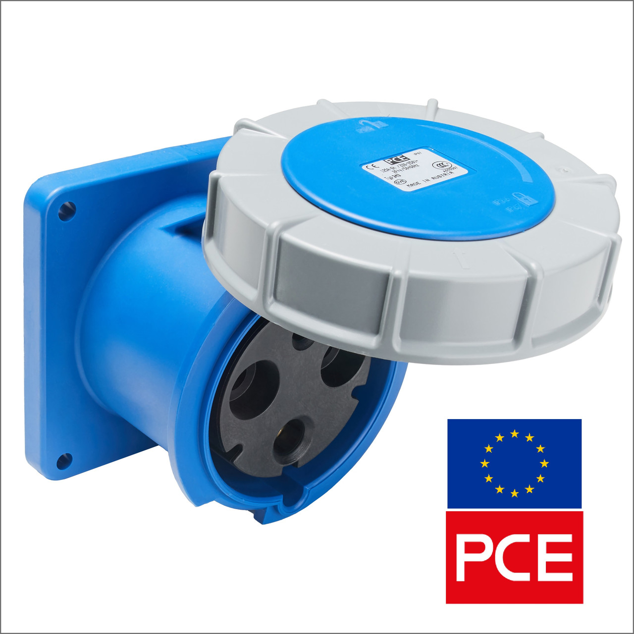 Розетка встраиваемая PCE 343-6 IP67 2P+PE 125A 230V POWER TWIST прямая ...