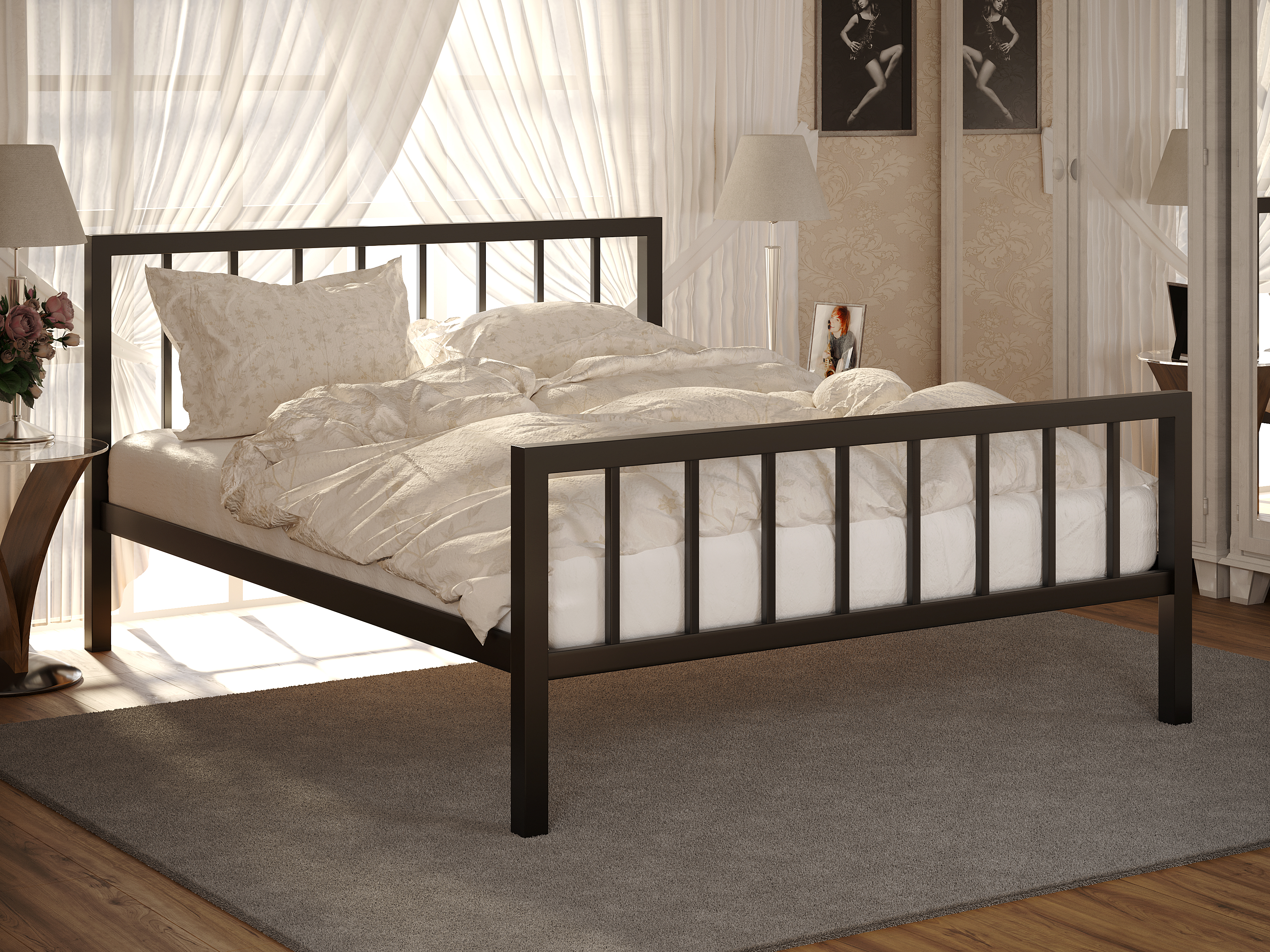 

Кровать Метакам Турин-2 с изножьем черная 90х200