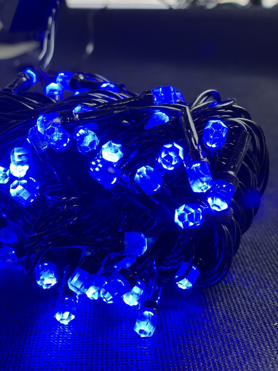 Новогодняя гирлянда Рубин большой 100 лампочек 7м (синий) фото
