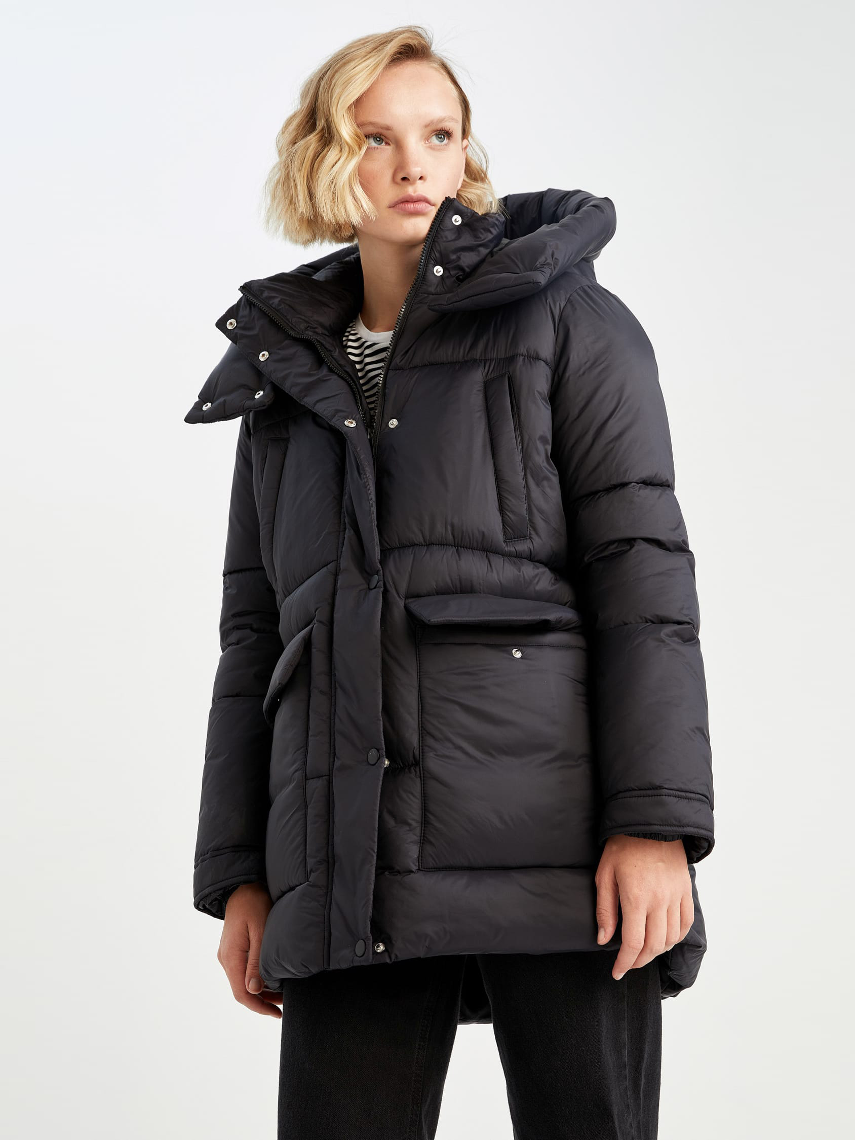 Акция на Куртка зимова жіноча DeFacto X5524AZ M Black от Rozetka
